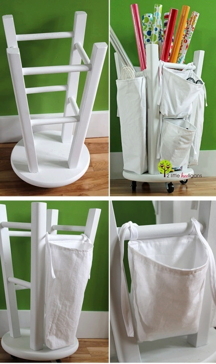 DIY stool storage.