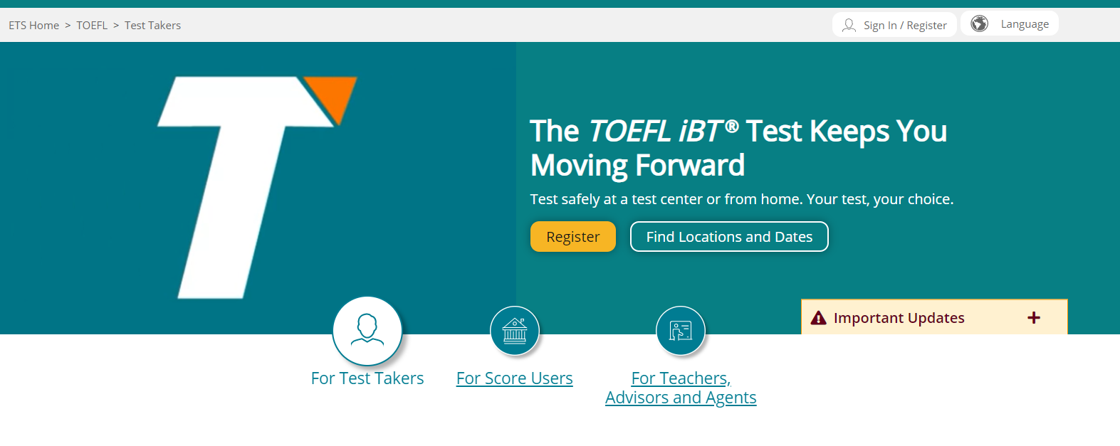 TOEFL website.