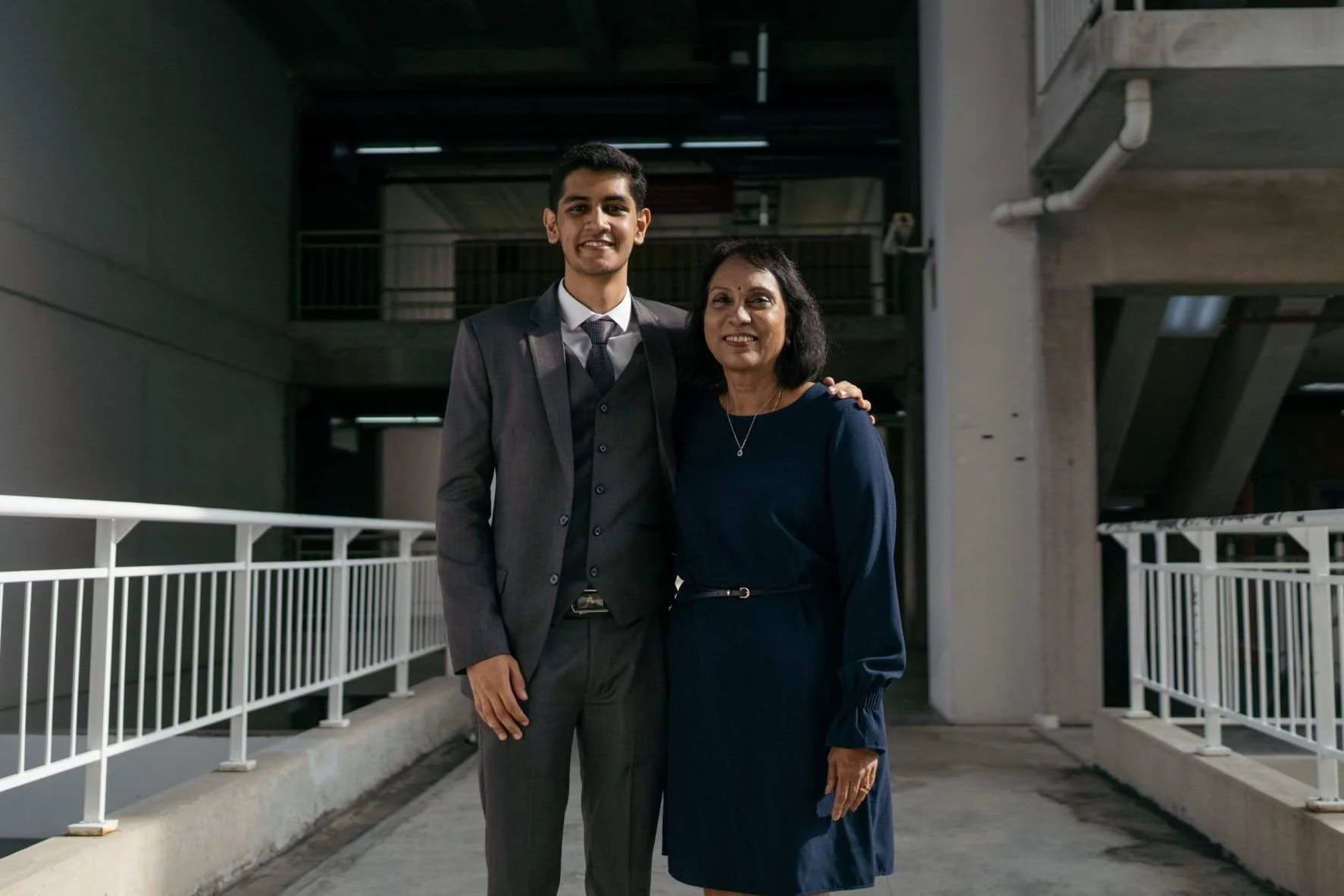 Nikunj and Ms Sujata Devi posing together.