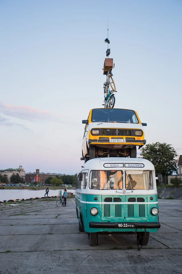 Items stacked on a car.